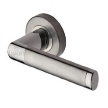 Click Here To Enlarge This Photo Of SC-6420-AP M&period;Marcus Sorrento Door Handle Lever Latch on Round Rose Milan Design Apollo Finish
