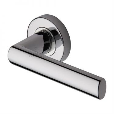 Click Here To Enlarge This Photo Of SC-6420-PC M&period;Marcus Sorrento Door Handle Lever Latch on Round Rose Milan Design Polished Chrome Finish
