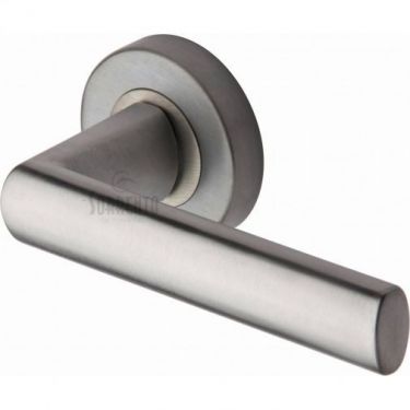 Click Here To Enlarge This Photo Of SC-6420-SC M&period;Marcus Sorrento Door Handle Lever Latch on Round Rose Milan Design Satin Chrome Finish