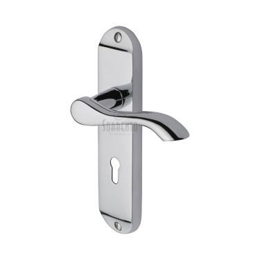 Click Here To Enlarge This Photo Of SC-7350-PC M&period;Marcus Sorrento Door Handle Lever Lock Aurora Design Polished Chrome Finish