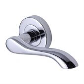 SC-7352-PC M&period;Marcus Sorrento Door Handle Lever Latch on Round Rose Aurora Design Polished Chrome Finish