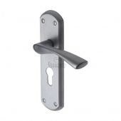SC-7648-SC M&period;Marcus Sorrento Door Handle Euro Profile Plate Atlanta Design Satin Chrome Finish