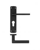 ZPA011EP-MB - Zoo Hardware Stanza 'Leon' Lever Handles on Euro Profile Backplate - Matt Black &lpar;Contract Range&rpar;