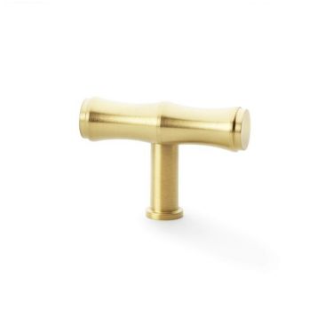 Click Here To Enlarge This Photo Of AW801B-55-SBPVD - Alexander & Wilks Crispin Bamboo T-bar Cupboard Knob - Satin Brass PVD
