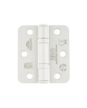 Click Here To Enlarge This Photo Of ZHSS7667R-PCW - Zoo Hardware Grade 11 CE Fire Rated Ball Bearing Hinges &lpar;Radius&rpar; 76 x 67 x 2&period;5mm - Powder Coated White
