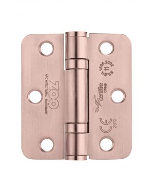 Click Here To Enlarge This Photo Of ZHSS7667R-TRG - Zoo Hardware Grade 11 CE Fire Rated Ball Bearing Hinges &lpar;Radius&rpar; 76 x 67 x 2&period;5mm - Tuscan Rose Gold