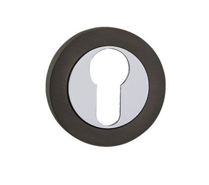 Click Here To Enlarge This Photo Of FGEESC-GMG - Fortessa Gotham Round Euro Profile Escutcheons &lpar;Gun Metal Grey&sol;Polished Chrome&rpar;