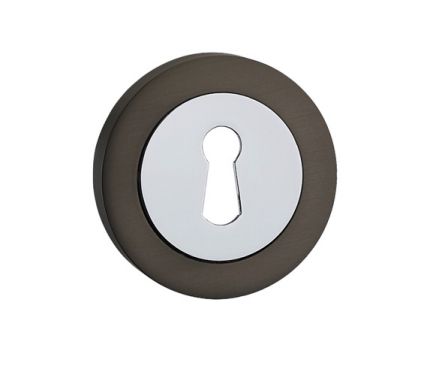 Click Here To Enlarge This Photo Of FGESC-GMG - Fortessa Gotham Round Keyhole Escutcheons &lpar;Gun Metal Grey&sol;Polished Chrome&rpar;