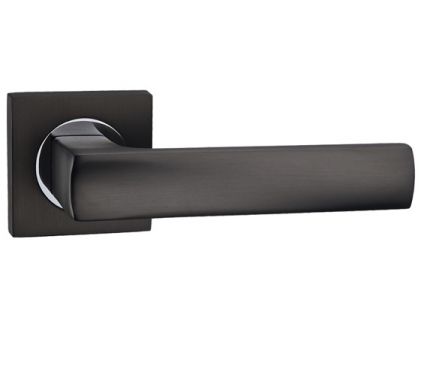 Click Here To Enlarge This Photo Of FGOOME-GMG - Fortessa Gotham 'Omega' Door Handle on Square Rose &lpar;Gun Metal Grey&sol;Polished Chrome&rpar;