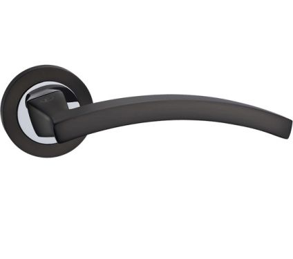Click Here To Enlarge This Photo Of FGOPOL-GMG - Fortessa Gotham 'Polaris' Door Handle on Round Rose &lpar;Gun Metal Grey&sol;Polished Chrome&rpar;