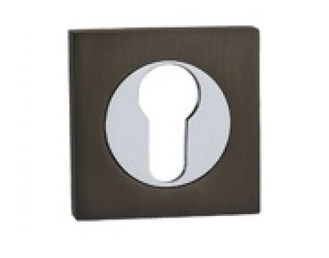 Click Here To Enlarge This Photo Of FGSEESC-GMG - Fortessa Gotham Square Euro Profile Escutcheons &lpar;Gun Metal Grey&sol;Polished Chrome&rpar;