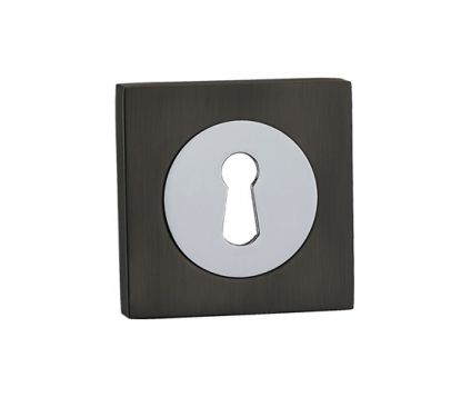 Click Here To Enlarge This Photo Of FGSESC-GMG - Fortessa Gotham Square Keyhole Escutcheons &lpar;Gun Metal Grey&sol;Polished Chrome&rpar;