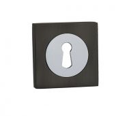 FGSESC-GMG - Fortessa Gotham Square Keyhole Escutcheons &lpar;Gun Metal Grey&sol;Polished Chrome&rpar;