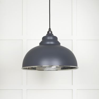 Click Here To Enlarge This Photo Of 45472SL From The Anvil Hammered Nickel Harborne Pendant in Slate Hammered Nickel