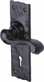 TC100 M&period;Marcus The Tudor Collection Door Handle Lever Lock Shropshire Design Black Iron