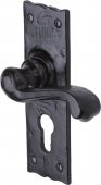 TC148 M&period;Marcus The Tudor Collection Door Handle For Euro Profile Plate Shropshire Design Black Iron