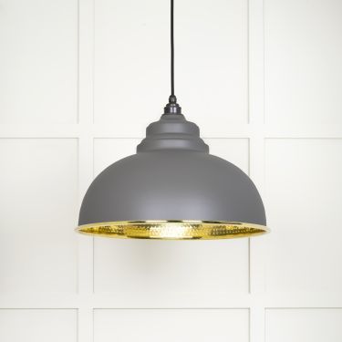 Click Here To Enlarge This Photo Of 49521BL From The Anvil Hammered Brass Harborne Pendant in Bluff Hammered Brass
