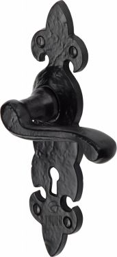 Click Here To Enlarge This Photo Of TC200 M&period;Marcus The Tudor Collection Door Handle Lever Lock Fleur De Lys Design Black Iron