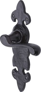 Click Here To Enlarge This Photo Of TC210 M&period;Marcus The Tudor Collection Door Handle Lever Latch Fleur De Lys Design Black Iron
