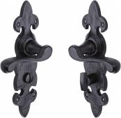TC220 M&period;Marcus The Tudor Collection Door Handle For Bathroom Fleur De Lys Design Black Iron