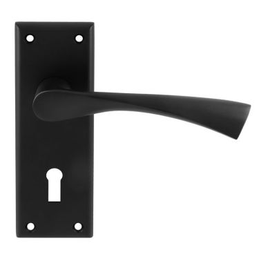 Click Here To Enlarge This Photo Of SZR021MB - Carlisle Brass Serozzetta 'Venti' Lever on Lock Backplate - Matt Black