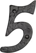 TC355 5 M&period;Marcus The Tudor Collection Numeral 5 - 4" Black Iron