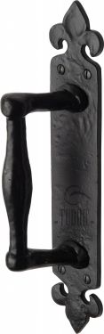 Click Here To Enlarge This Photo Of TC386 M&period;Marcus The Tudor Collection Door Pull Handle on Plate Offset Black Iron
