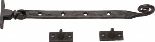 TC480 254 M&period;Marcus The Tudor Collection Casement Window Stay Monkey Tail Pattern 10" Black Iron