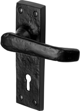 Click Here To Enlarge This Photo Of TC500 M&period;Marcus The Tudor Collection Door Handle Lever Lock Windsor Design Black Iron