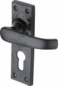 TC548 M&period;Marcus The Tudor Collection Door Handle For Euro Profile Plate Windsor Design Black Iron