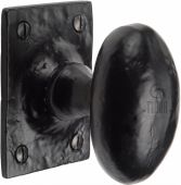 TC550 M&period;Marcus The Tudor Collection Mortice Knob on Rose Oval Design Black Iron