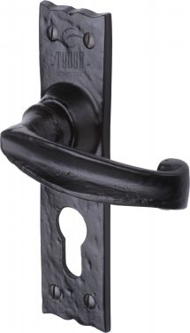 Click Here To Enlarge This Photo Of TC648 M&period;Marcus The Tudor Collection Door Handle For Euro Profile Plate Wellington Design Black Iron