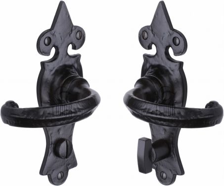 Click Here To Enlarge This Photo Of TC820 M&period;Marcus The Tudor Collection Door Handle For Bathroom Wroxeter Design Black Iron