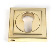 50595 From the Anvil Polished Brass Round Euro Escutcheon &lpar;Square&rpar;