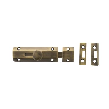 Click Here To Enlarge This Photo Of Atlantic - ASB4AB Solid Brass Surface Door Bolt 4" - Antique Brass