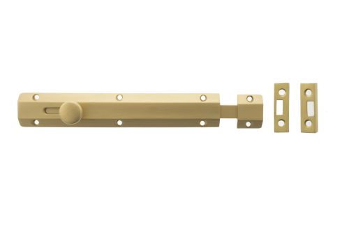 Click Here To Enlarge This Photo Of Atlantic - ASB8SB Solid Brass Surface Door Bolt 8" - Satin Brass