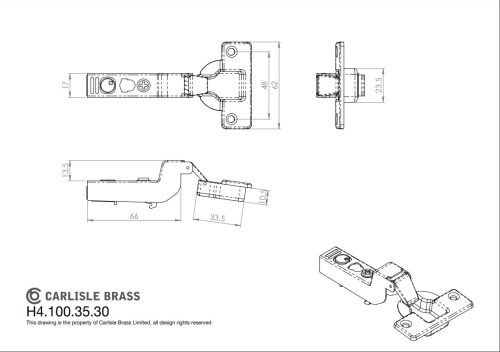 Click Here To Enlarge This Photo Of H4&period;100&period;35&period;30 Fingertip Design Inset Soft Close Hinge &lpar;C85C6A6F&rpar; Bright Nickel Plate