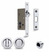 RD2308-50-PC Heritage Brass Sliding Door Lock c&sol;w Round Privacy Turns Polished Chrome &lpar;50mm backset&rpar;
