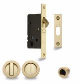 RD2308-50-SB Heritage Brass Sliding Door Lock c&sol;w Round Privacy Turns Satin Brass &lpar;50mm backset&rpar;