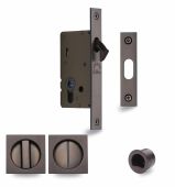 SQ2308-50-MB Heritage Brass Sliding Door Lock c&sol;w Square Privacy Turns Matt Bronze &lpar;50mm backset&rpar;