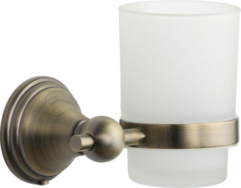 Click Here To Enlarge This Photo Of CAM-TUMBLER-MA M&period;Marcus 'Cambridge' Single Tumbler Holder with Frosted Glass Antique Bronze Finish
