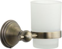 CAM-TUMBLER-MA M&period;Marcus 'Cambridge' Single Tumbler Holder with Frosted Glass Antique Bronze Finish