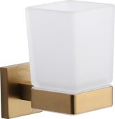 CHE-TUMBLER-SB M&period;Marcus 'Chelsea' Single Tumbler Holder with Glass Satin Brass Finish