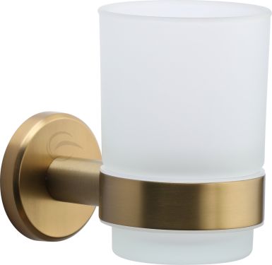 Click Here To Enlarge This Photo Of OXF-TUMBLER-SB M&period;Marcus 'Oxford' Single Tumbler Holder with Glass Satin Brass Finish