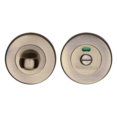 Click Here To Enlarge This Photo Of V4046-AT Heritage Brass Indicator Turn & Release for Bathroom Doors Antique Brass finish