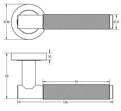 Click Here To Enlarge This Photo Of JV850SB Frelan Hardware 'Bari' Satin Brass Knurled Lever on Rose