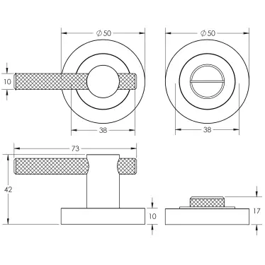 Click Here To Enlarge This Photo Of JV855MB Frelan Hardware Matt Black Knurled Bathroom Turn & Release