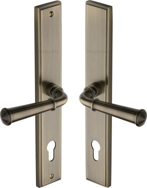 Click Here To Enlarge This Photo Of MP1932&period;RH-AT Heritage Brass 92mm Multi-Point Door Handle Lever Lock Colonial RH Design Antique Brass finish