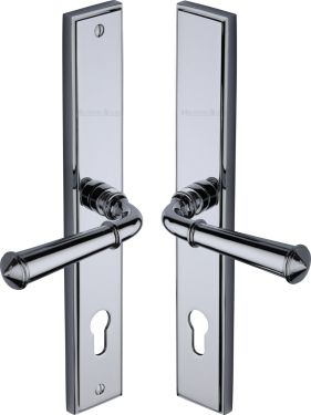Click Here To Enlarge This Photo Of MP1932&period;RH-PC Heritage Brass 92mm Multi-Point Door Handle Lever Lock Colonial RH Design Polished Chrome finish