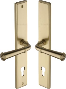 Click Here To Enlarge This Photo Of MP1932&period;RH-SB Heritage Brass 92mm Multi-Point Door Handle Lever Lock Colonial RH Design Satin Brass finish